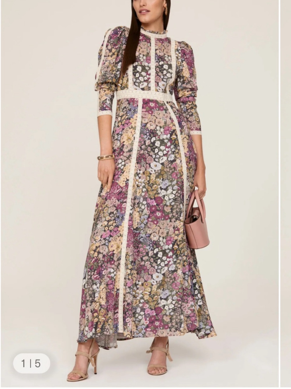 Especia Primrose Gown Floral Maxi Gown in Multicolor Size XS